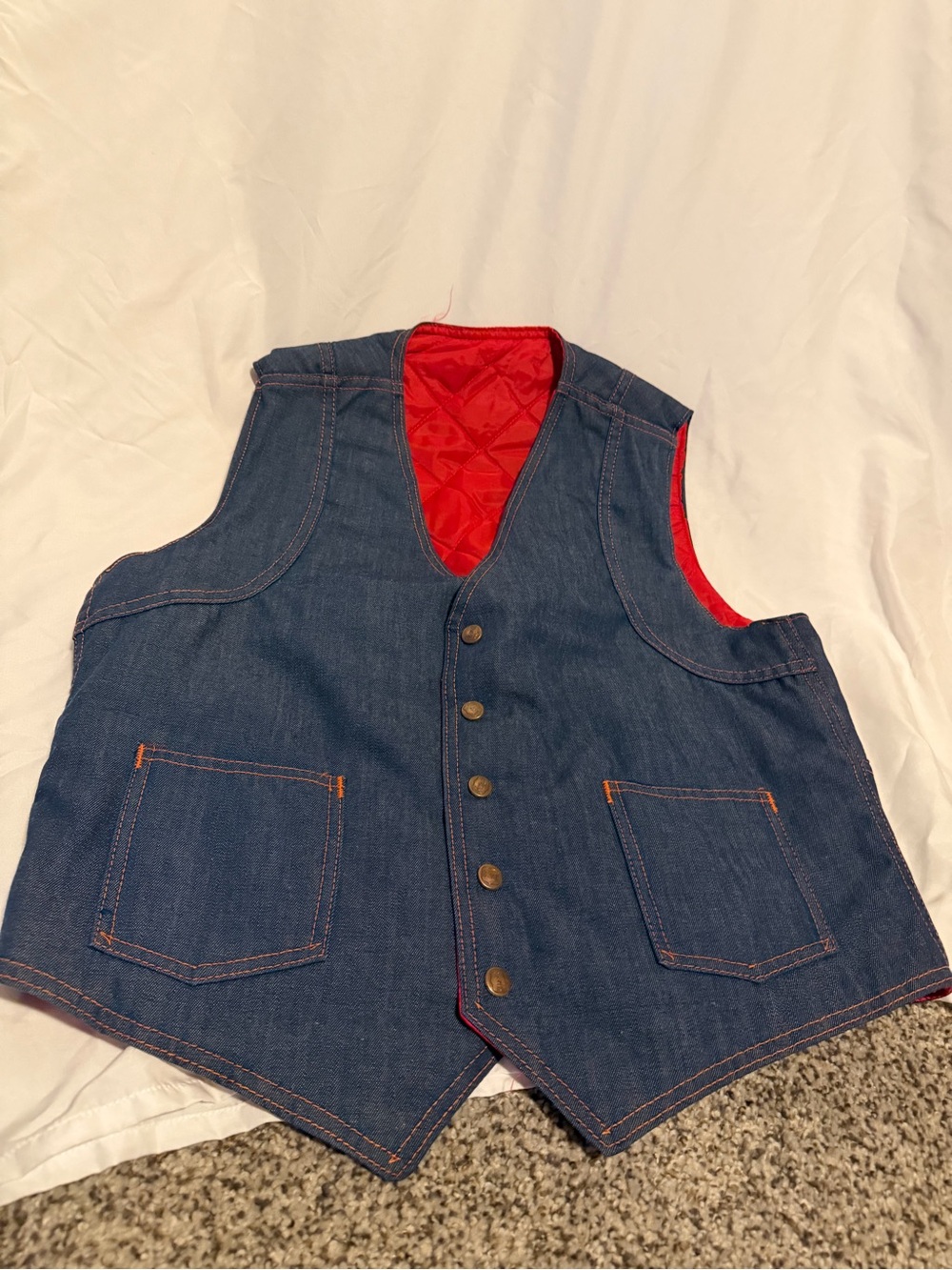 SMITH Denim Vest with Red Quilted Lining